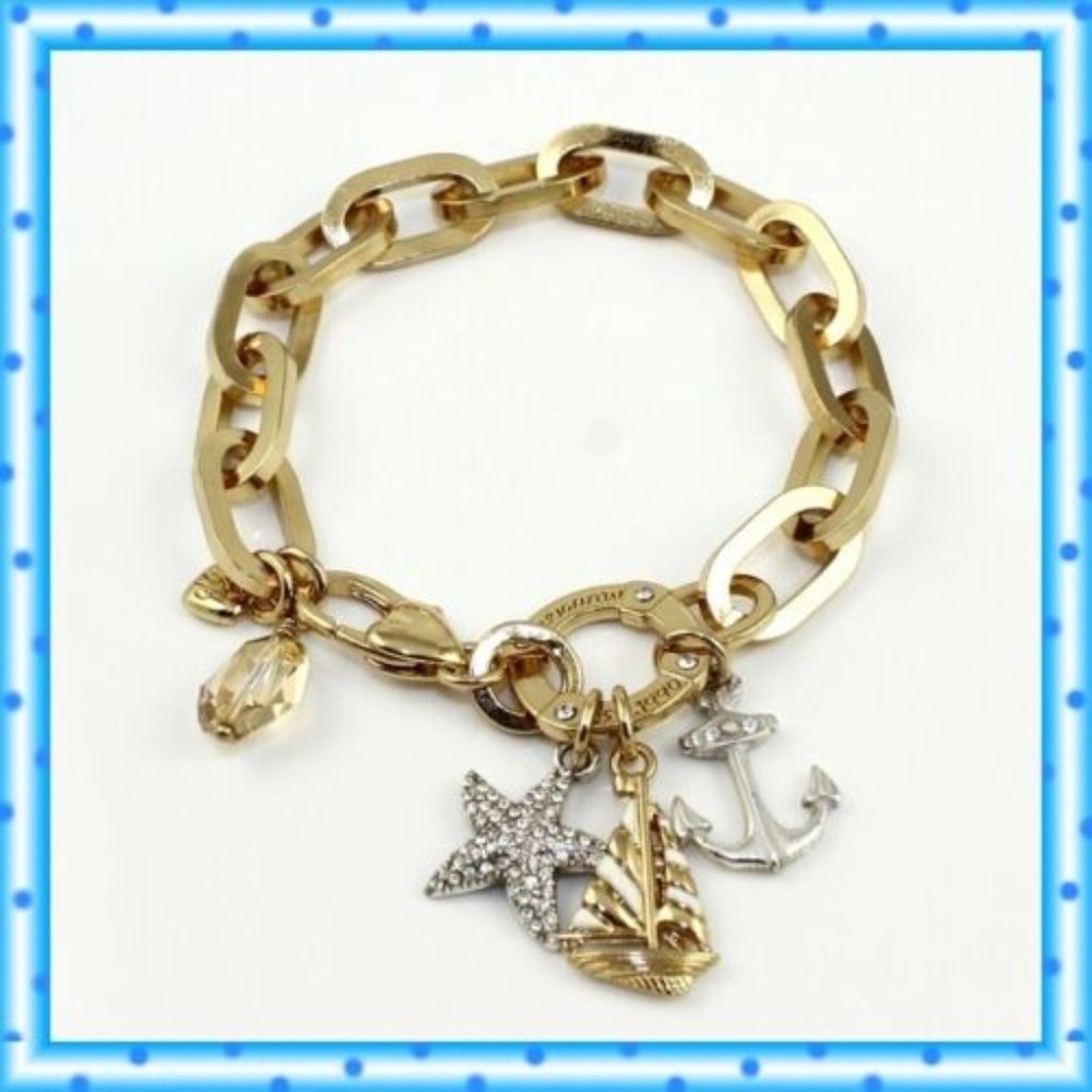 Brighton Windstar Nautical Charm Bracelet with Anchor Starfish Sailboat Charms